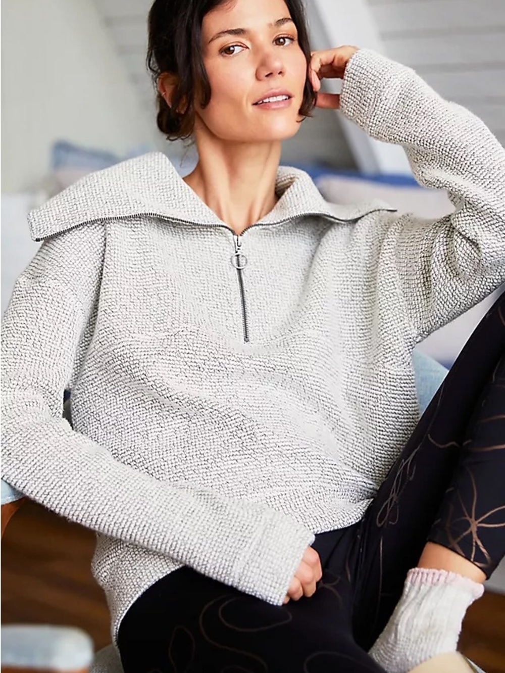 Sweaty Betty Restful Boucle Half Zip Sweatshirt